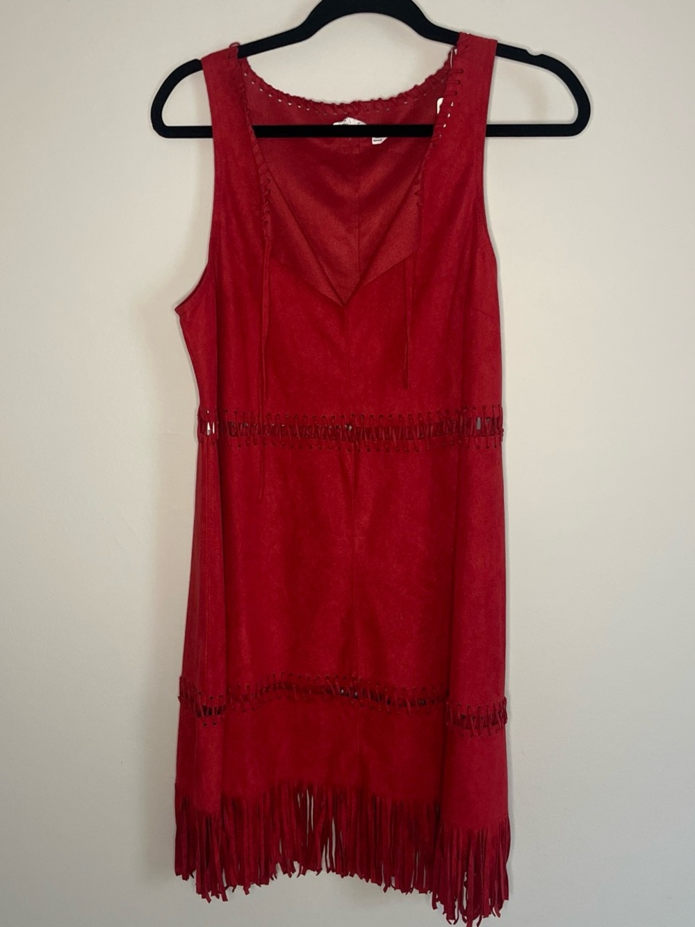 Red Sleeveless Fringe Dress